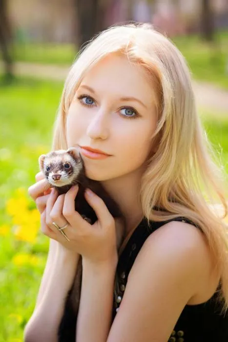 A ferrter and her owner in Windsor